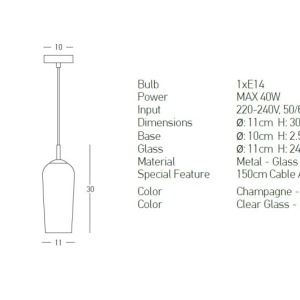 Pendul design modern Brin transparent 11cm - Img 2