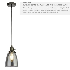 Pendul design modern Pendants fumuriu 1921-1BC SRT 60562 universul-luminii.ro
