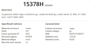 Pendul design modern, Roger lemn 15378H GL 97242 universul-luminii.ro