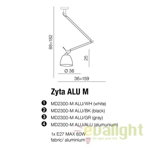 Pendul directionabil design modern ZYTA M ALU alb - Img 3