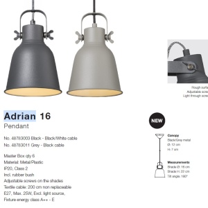 Pendul industrial design nordic ADRIAN 16, negru 48783003 NL 49352 universul-luminii.ro
