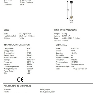 Pendul LED design decorativ modern Zaria 191842 universul-luminii.ro