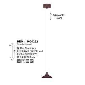 Pendul LED design minimalist DRO maro - Img 6
