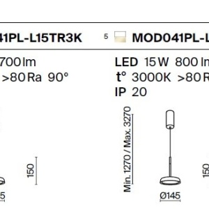 Pendul LED design modern El 14,5cm alb/auriu - Img 6