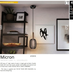 Pendul LED design modern Micron negru/auriu - Img 6