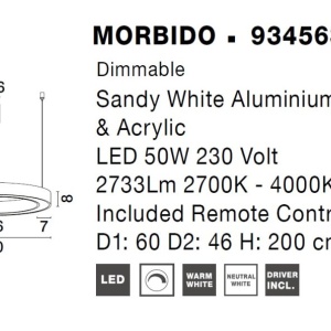 Pendul LED dimabil design modern MORBIDO alb - Img 4