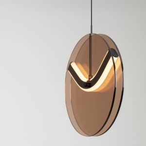 Pendul LED metal negru cu sticla champagne, HALLEY - Img 5