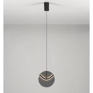 Pendul LED metal negru cu sticla fumurie, HALLEY - Img 4