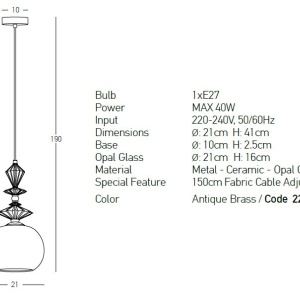 Pendul modern cu elemente ceramice si sticla Mahala 117932 universul-luminii.ro