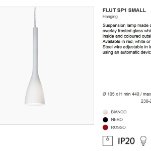 Pendul modern diametru 10,5 cm FLUT SP1 SMALL bianco 035697 42492 universul-luminii.ro