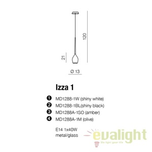 Pendul modern Izza 1 white 65392 universul-luminii.ro