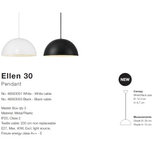 Pendul scandinav design nordic Ellen 30 negru 48563003 NL - Img 3