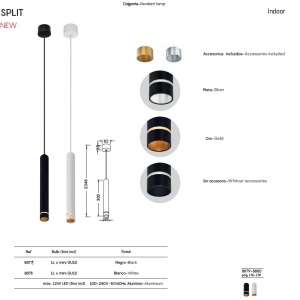 Pendul stil minimalist Spot GU10 SPLIT alb L-30cm - Img 3