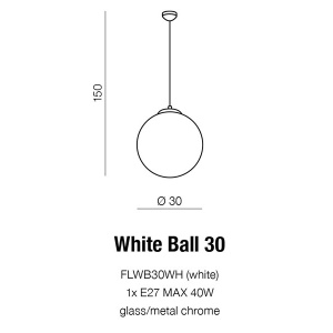 Pendul stil modern 30cm Ball alb 183162 universul-luminii.ro