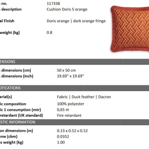 Perna decorativa design LUX Doris S orange, 50x50cm - Img 2