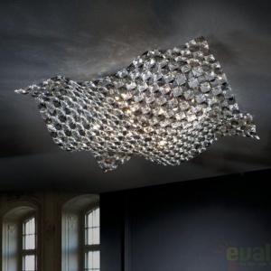 Plafonier modern cristal K9 dim.54x54cm Saten 160674 53392 universul-luminii.ro
