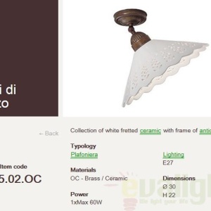 Plafonier rustic fabricat manual diametru 30cm Fiori di Pizzo 065.02.OC 53932 universul-luminii.ro