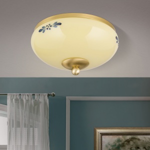 Plafoniera clasica Landhaus 21cm alama satin/ sticla champagne decor verde 99232 universul-luminii.ro