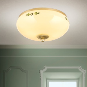 Plafoniera clasica Landhaus 28cm alama satin/ sticla champagne decor verde 99242 universul-luminii.ro
