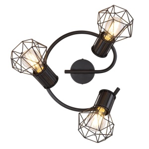 Plafoniera cu 3 spoturi design industrial PRISKA negru 210602 universul-luminii.ro