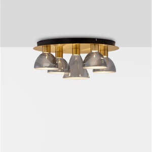 Plafoniera cu 5 spoturi LED, Metal, Sticla, Fumuriu, Voi 245272 universul-luminii.ro