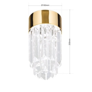 Plafoniera cu cristal K9 design elegant PRISM aurie 234682 universul-luminii.ro