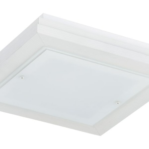 Plafoniera din lemn si sticla TABOR 42x42cm, alb crem - Img 6
