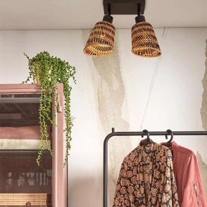 Plafoniera eco din bambus Java 2-Shade bl/15x17, bl./nat 182032 universul-luminii.ro