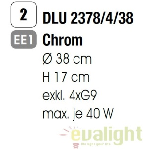 Plafoniera eleganta cristal K9 diam. 38cm Gloria DLU 2378/4/38 chrom OR 62982 universul-luminii.ro