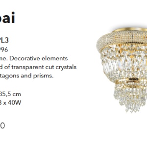 Plafoniera eleganta design clasic DUBAI PL3 OTTONE 200996 54612 universul-luminii.ro
