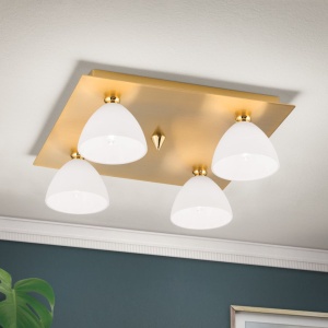 Plafoniera eleganta design modern OPALDESIGN 4L, auriu mat - Img 2
