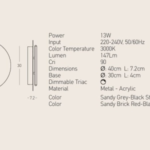 Plafoniera LED 13W 3000K BLACK STICK-BRICK RED ZB-2574 171372 universul-luminii.ro