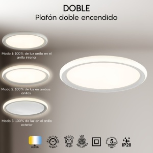 Plafoniera LED design circular DOBLE alb 50cm - Img 3