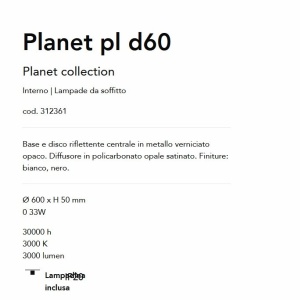 Plafoniera LED design circular Planet pl d60 alba - Img 3