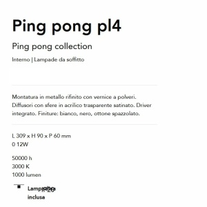 Plafoniera LED design minimalist Ping pong pl4 negru 142792 universul-luminii.ro