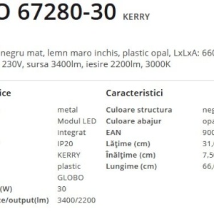 Plafoniera LED design modern Kerry negru, maro 30W 180792 universul-luminii.ro