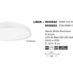 Plafoniera LED dimabila cu telecomanda LINUS D-45cm 137712 universul-luminii.ro