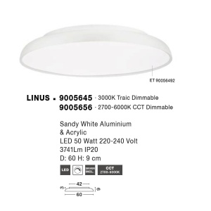 Plafoniera LED dimabila cu telecomanda LINUS D-60cm 137692 universul-luminii.ro
