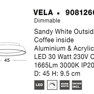Plafoniera LED dimabila design modern Vela alb 45cm 115502 universul-luminii.ro