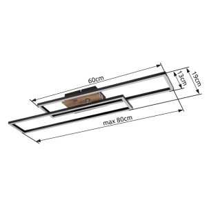 Plafoniera LED moderna DAKARI negru/lemn 240412 universul-luminii.ro