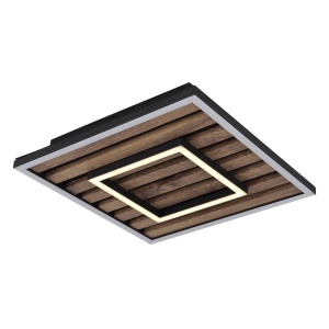 Plafoniera LED riflaj MDF cu efect de lemn WOODY 30x30cm 249592 universul-luminii.ro