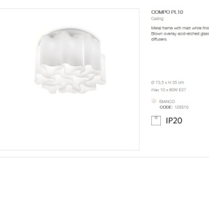 Plafoniera moderna design lux diametru 73,5cm, COMPO PL10 BIANCO 125510 66312 universul-luminii.ro