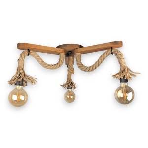 Plafoniera rustica fabricata manual din lemn ANCONA 3L 151202 universul-luminii.ro