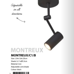 Plafoniera Spot cu brat reglabil Montreux negru 224262 universul-luminii.ro