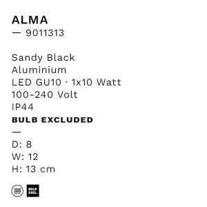 Plafoniera/Spot directionabil IP44 ALMA 1L negru 238322 universul-luminii.ro
