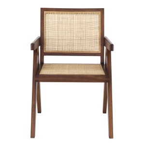 Scaun cu brate design vintage Aristide, maro - Img 2
