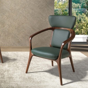 Scaun cu brate LUX design italian, Piele Sintetica Verde Inchis