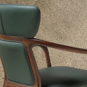 Scaun cu brate LUX design italian, Piele Sintetica Verde Inchis - Img 9