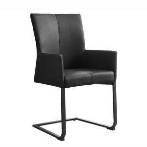 Scaun cu brate, Metal, Piele Naturala, Negru, SAMSON A-45176 VC