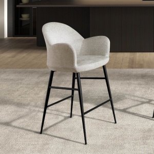 Scaun de bar design LUX, Metal, Tesatura, Light grey